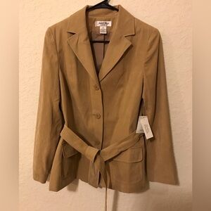NWT - Judith Hart Petites Faux Suede Belted Blazer Jacket